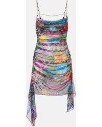 Area - Minikleid Aus Tuell Mit Kristallen - Lyst