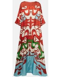 La DoubleJ - Muumuu Printed Silk Twill Maxi Dress - Lyst