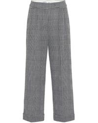 Max Mara Erise Checked Wool Wide-leg Pants - Grey