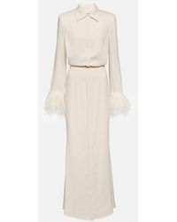 Roland Mouret - Feather-Trimmed Crepe Maxi Shirt Dress - Lyst