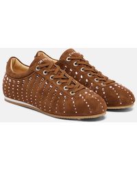 Mach & Mach - Ballet Runner Embellished Suede Sneakers - Lyst