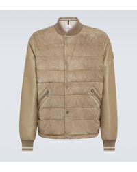Moncler - Chalanches Leather And Down Bomber Jacket - Lyst