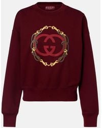 Gucci - Logo Embroidered Cotton Sweatshirt - Lyst