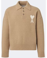 Ami Paris - Ami De Coeur Alpaca And Wool-Blend Polo Sweater - Lyst