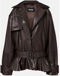 ROTATE BIRGER CHRISTENSEN - Belted Leather Biker Jacket - Lyst