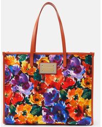 Dolce & Gabbana - Shopper Large in canvas con stampa floreale - Lyst
