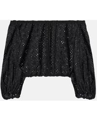 Poupette - Top Raccourci En Coton A Encolure Bardot - Lyst
