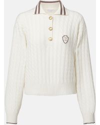 Brunello Cucinelli - Logo Cable-Knit Cashmere Polo Sweater - Lyst