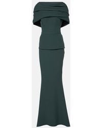 Safiyaa - Pleated Caped Crepe Gown - Lyst