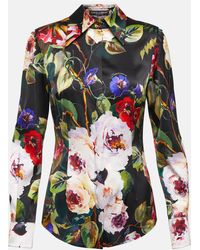 Dolce & Gabbana - Chemise en satin de soie a fleurs - Lyst