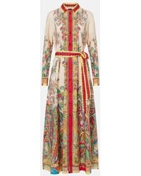 Etro - Paisley Belted Cotton Shirt Dress - Lyst