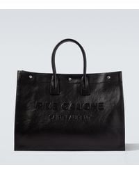 Saint Laurent - Rive Gauche Large Cabas En Cuir Lisse - Lyst