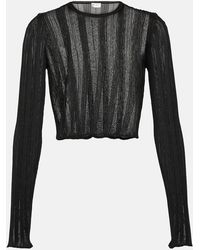 Saint Laurent - Top cropped in maglia a righe - Lyst