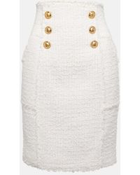 Balmain - High-Rise-Minirock Aus Tweed - Lyst