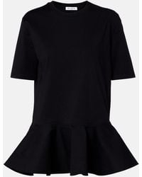 Alaïa - Peplum Cotton Jersey T-Shirt - Lyst