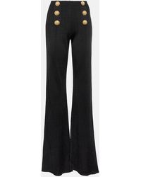 Balmain - High-Rise Flared Knit Pants - Lyst