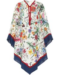 Gucci Caftán de lino floral - Multicolor