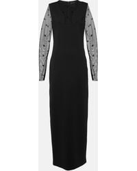 Givenchy - Logo Embroidered Mesh And Jersey Maxi Dress - Lyst