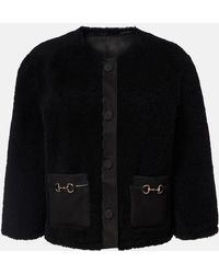 Gucci - Horsebit Cropped Shearling Jacket - Lyst