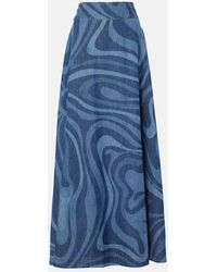 PUCCI - Marmo High-Rise Denim Maxi Skirt - Lyst