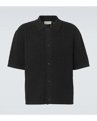 FRAME - Crochet Cotton-Blend Polo Shirt - Lyst