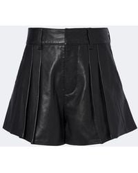 FRAME - Pleated Leather Shorts - Lyst
