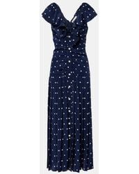 Alessandra Rich - Polka-Dot Ruffled Silk Midi Dress - Lyst