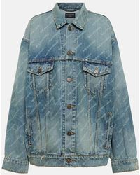 Balenciaga - Giacca di jeans con logo - Lyst
