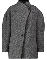 Étoile Isabel Marant Synthetic Double-breasted Coat in Grey Black Womens Coats Étoile Isabel Marant Coats 