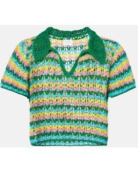Anna Kosturova - Striped Crochet Cotton Polo Shirt - Lyst