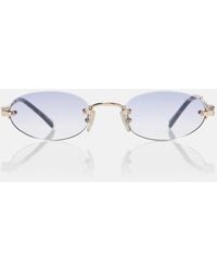 Miu Miu - Logo Oval Sunglasses - Lyst