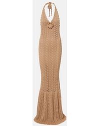 Elie Saab - Floral-Applique Crochet Cotton Maxi Dress - Lyst