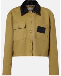 Balenciaga - Cropped Leather-Trimmed Cotton Jacket - Lyst