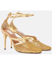 Alaïa - Infradito Fishnet 90 Leather Pumps - Lyst