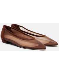 Gianvito Rossi - Amelia Suede-Trimmed Organza Ballet Flats - Lyst