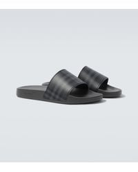 Burberry - Check Slides - Lyst