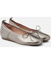 Simone Rocha - Classic Pleated Metallic Leather Ballet Flats - Lyst