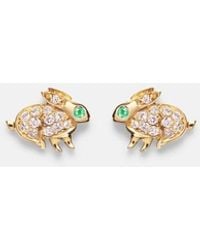 Anita Ko - Bunny 18Kt Earrings With Diamonds And Emeralds - Lyst