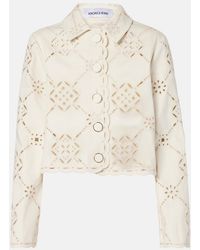 Veronica Beard - Adelaide Laser-Cut Cropped Cotton Jacket - Lyst