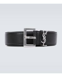 Saint Laurent - Slim Leather Belt - Lyst