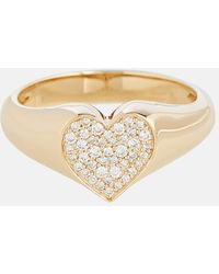 Sydney Evan - 14kt Yellow Gold Heart Ring With Diamonds - Lyst
