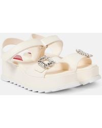 Roger Vivier - Slidy Viv' Embellished Leather Wedge Sandals - Lyst
