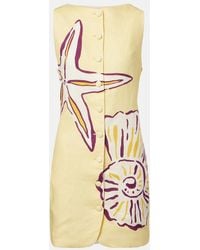 Cala De La Cruz - Bedrucktes Minikleid Rhoda Aus Leinen - Lyst