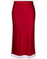 Victoria Beckham - Falda Midi De Saten Con Encaje - Lyst