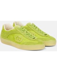 Gucci - G75 Suede-Trimmed Sneakers - Lyst