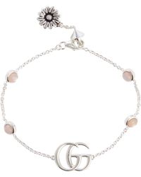 Gucci Double G Sterling Silver Bracelet With Mother Of Pearl - Metallic
