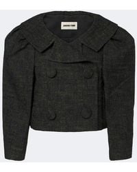 ShuShu/Tong - Cropped Double-Breasted Tweed Jacket - Lyst