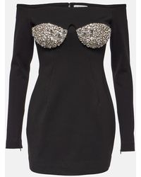 Area - Crystal-embellished Off-shoulder Minidress - Lyst