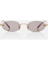 Miu Miu - Logo Oval Sunglasses - Lyst