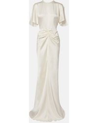 Victoria Beckham - Gathered Crepe Satin Gown - Lyst